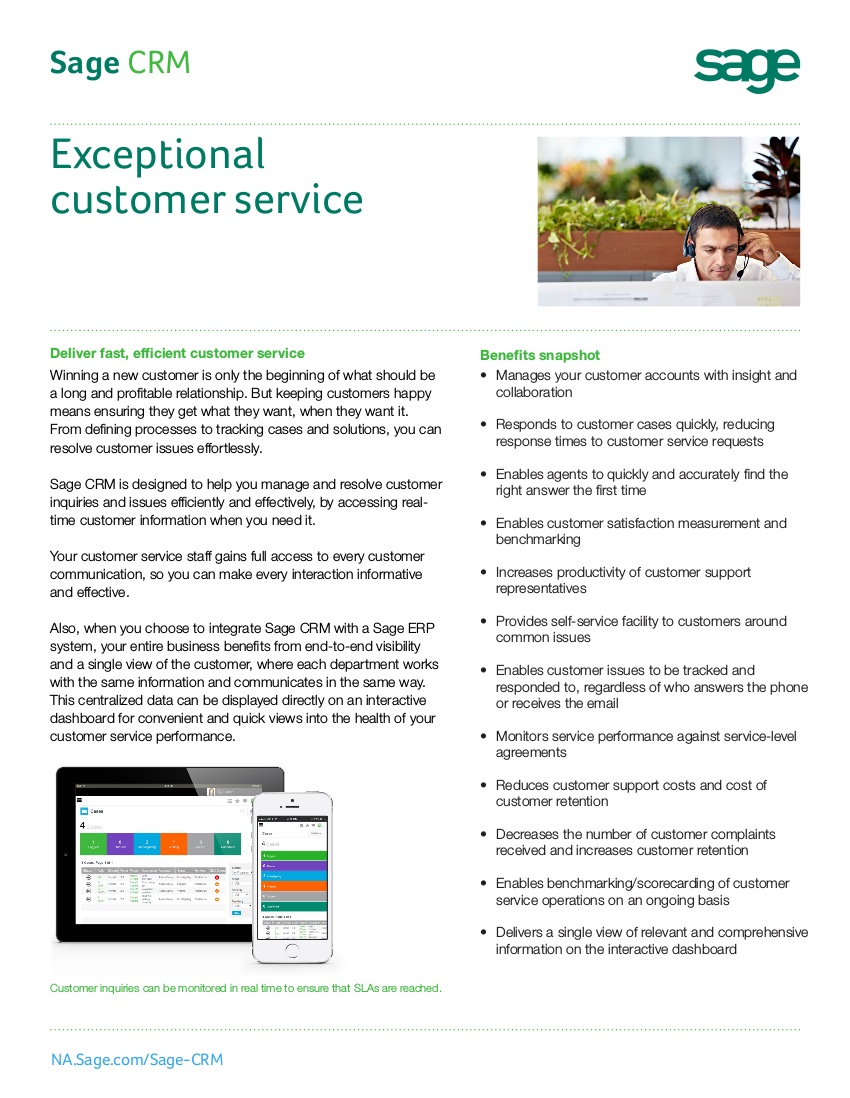 sage crm customer service sales sheet