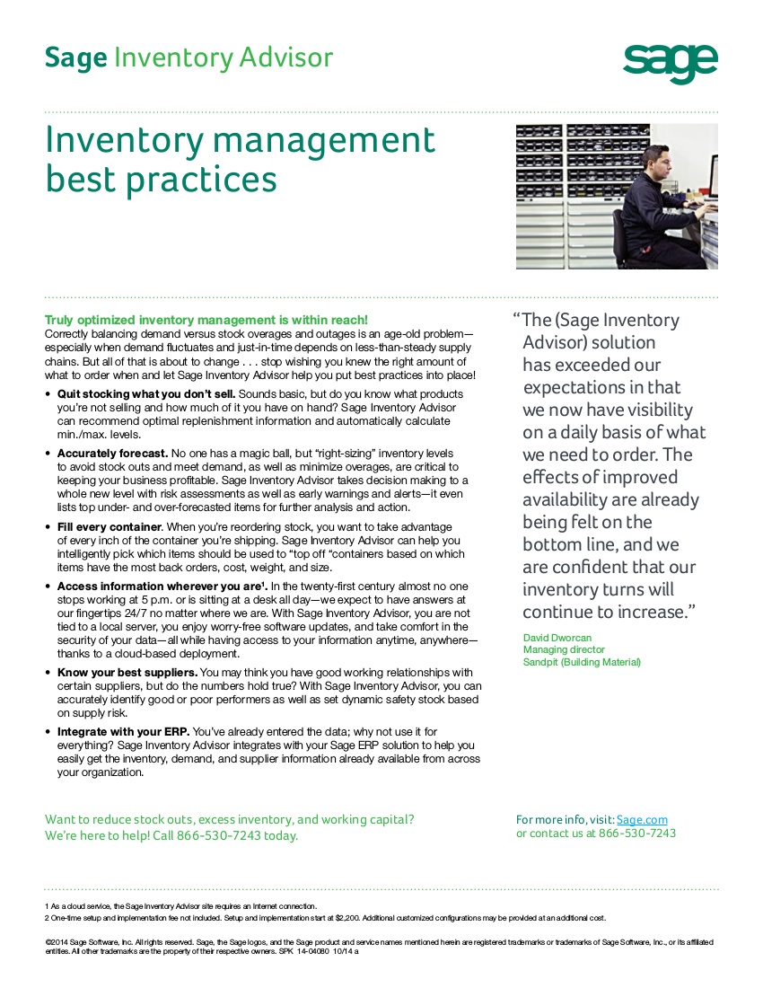 sage inventory best practices