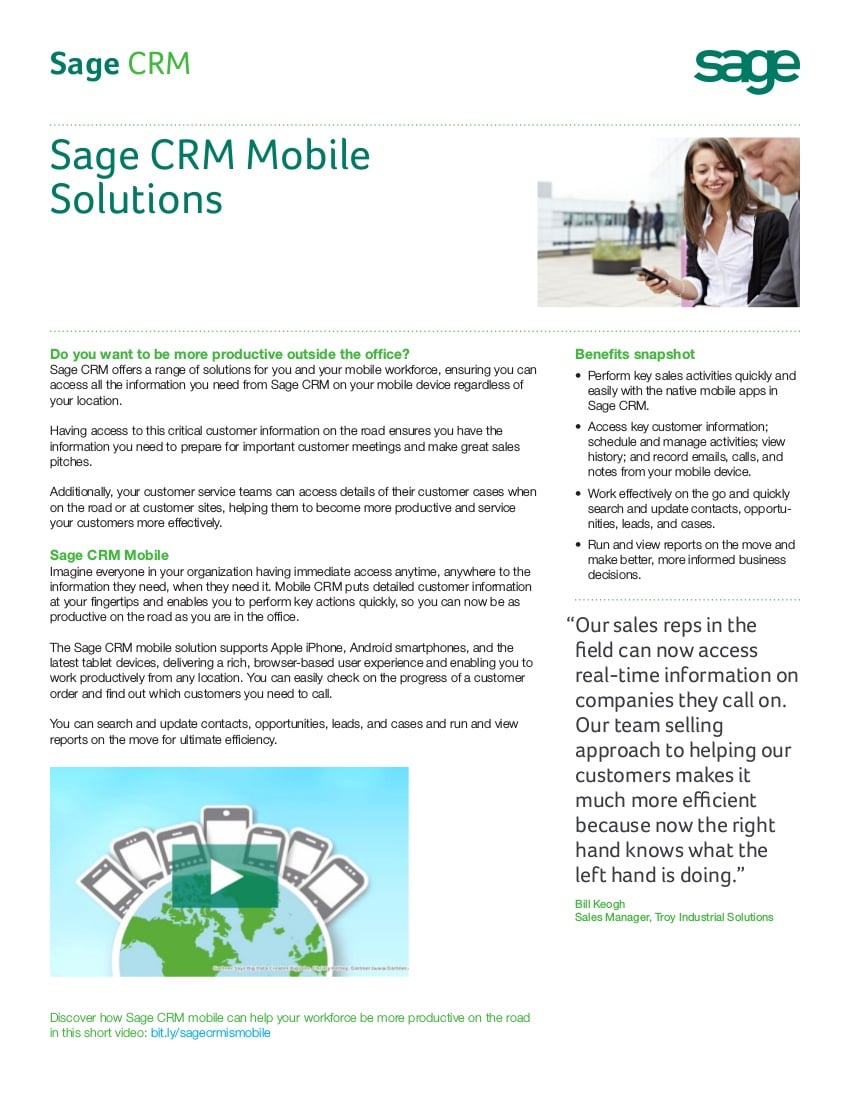 sage crm for mobile solutions