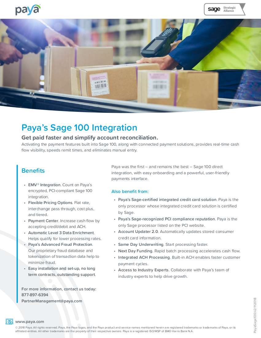 Paya Sage100 Integration