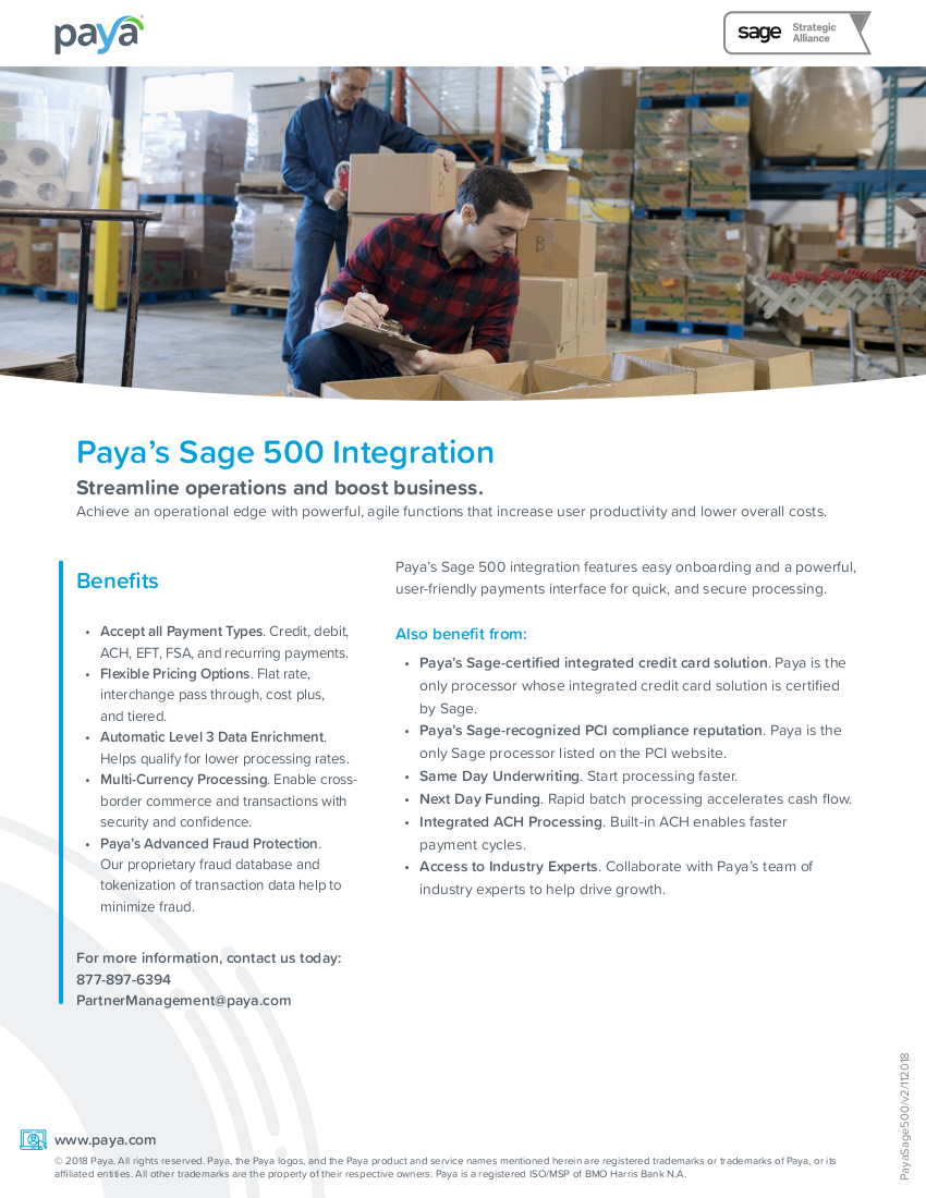 Paya Sage500 Integration