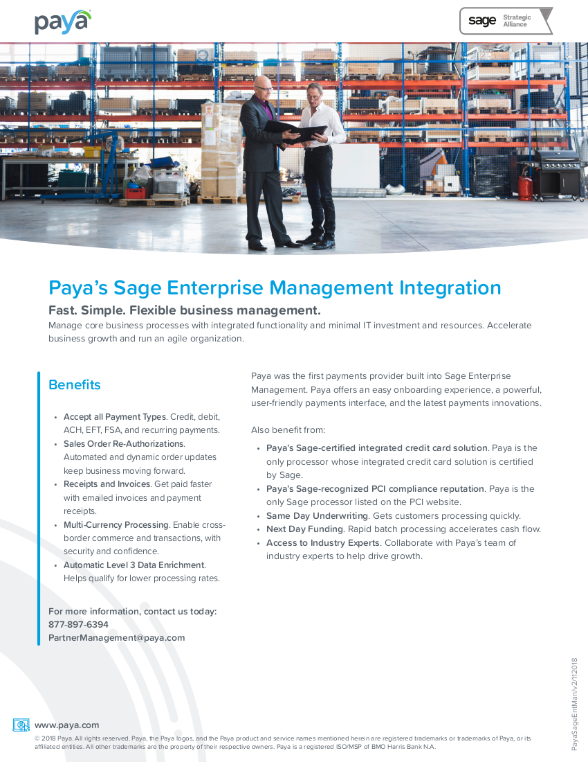 Paya SageEM Integration